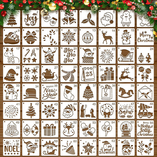 64pcs small christmas - christmas, stencils