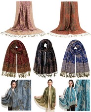 Women's Reversible Two Sided Paisley and Floral Print Pashmina Feel Scarf Shawl