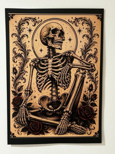 Vintage gothic skeleton art - skeleton, a4