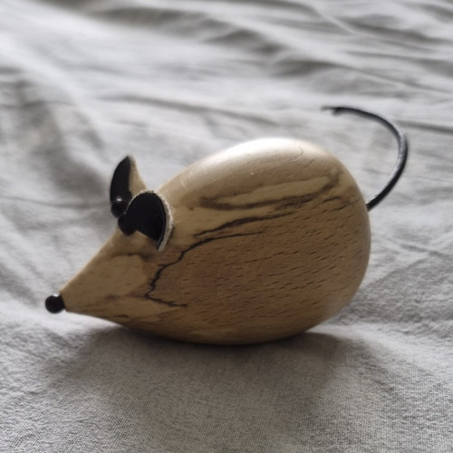 Wooden mouse ornament - wooden,