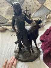 Large Vintage Bronze Horse Jockey Statue Art Sculpture