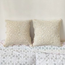 1X NEW Crocheted Beige Pillow
