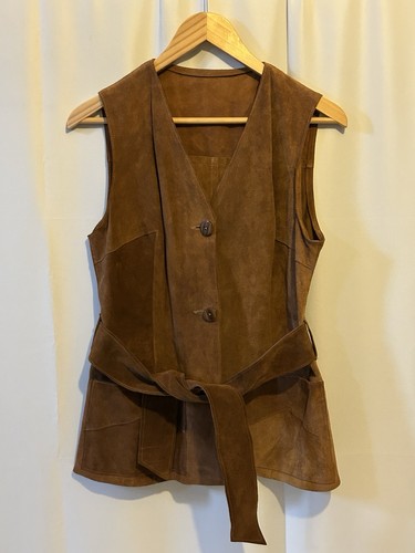 Vintage brown suede waistcoat - brown,