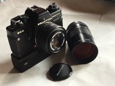 PRAKTICA BCA Electronic 35mm SLR Film Camera with 50mm + Zeiss 135 Lens + Winder