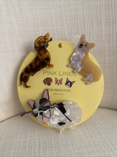 Pink linen dog hair clips - linen,