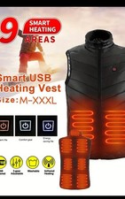 Men's Solid 9 Area Heating Vest,  Clothing Insulated Vest For Smooth Fabric