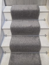 Stairs Carpet Runner 8m - Upto 16 Steps - 50cm Wide - Grey Flec - Med Pile