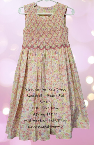 Girls copper key smocked - key,