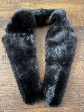Real Black Fur Collar Satin Lined Hook And Eye  Closure perfect condition 