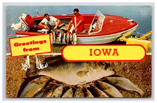 Postcard fish fishing - ia,