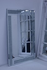 Large Sparkle Silver Glitter Wall Mirror Frame Glass Living Room Lounge 2 sizes