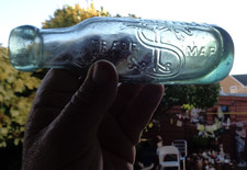 Tiny little York Round Bottomed Cylinder Mineral Water Bottle only 6 1/4 inches