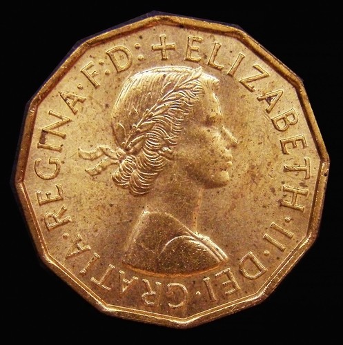 Brass threepence 1957 lustrous - 1957,
