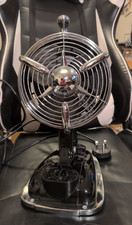 Retro Art Deco Jet Style Desk Fan Unique Chrome Style Finish