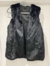 New Look Ladies Black Faux Fur Gilet Size UK 14 Brand New Without Tags