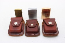 Fx3 Vintage Pouched Brass & Chrome Zippo Pocket Lighters Sparking