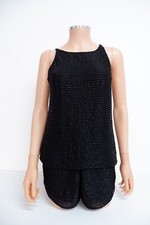 Topshop Black Shorts Uk 8 & Top Size Uk 10 Beaderd Outfit  Set Women’s Gc 