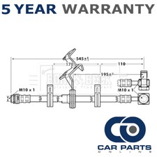 Brake Hose Front Left CPO Fits