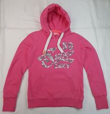 SUPERDRY SIZE XS 6UK WOMENS GIRLS PINK COTTON BLEND PULLOVER HOODIE JUMPER
