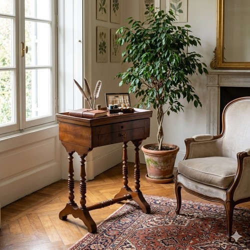 Antique sewing table mahogany - sewing,
