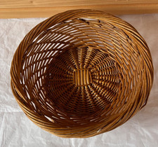 Vintage Woven Willow Wicker Basket Handmade Small Round Farmhouse Style