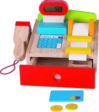 Goki Wooden Shop Till Grocers Store Make-Believe Childrens Kids Imaginative Toy