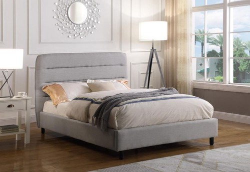Malibu grey velvet fabric bed - grey,
