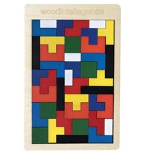 Wooden IQ Puzzle Colourful Logic Tangram Brain Teaser New
