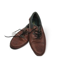 Vintage Clarks Made in Italy Brown and Dark Green Leather Ladies Brogues UK 6