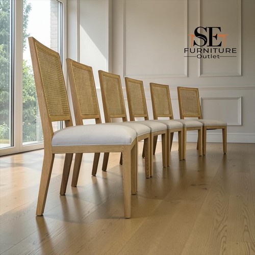 Set solid oak rattan back - set,