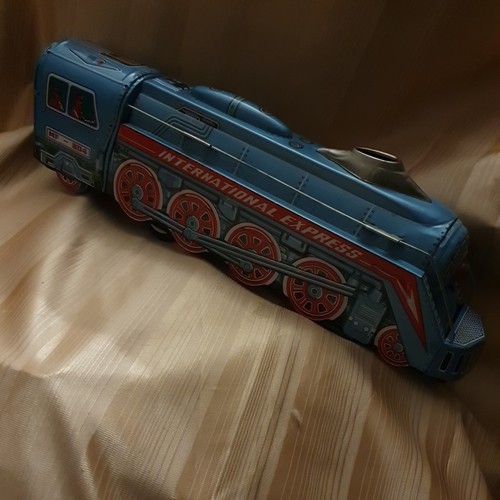Vintage tinplate train blue - tinplate,