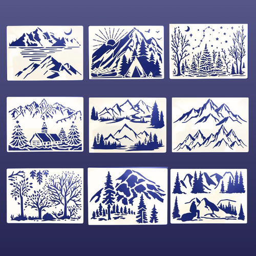Mountain landscape stencils - mountain,