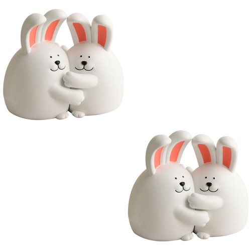 Set white resin rabbit - set,