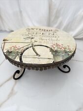 Vintage Portable Small Metal Table/ Plant Pot Table-top 36 By H 13cm