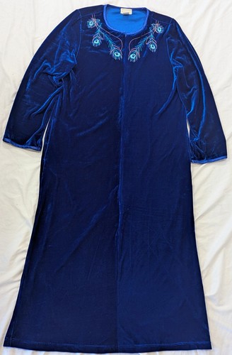 Blue velour kaftan - velour,