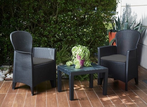 3pc black rattan garden - rattan,