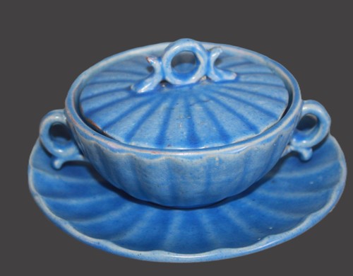 Brannam blue glazed lidded - brannam,