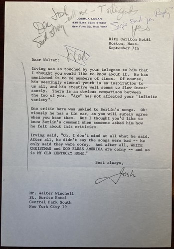 Joshua logan typed letter - joshua,