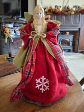 Christmas Tree Topper Top Angel Fairy Holly Red & Green Felt with Tartan Ribbon