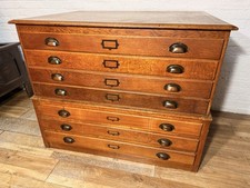 Antique oak plan chest - oak,
