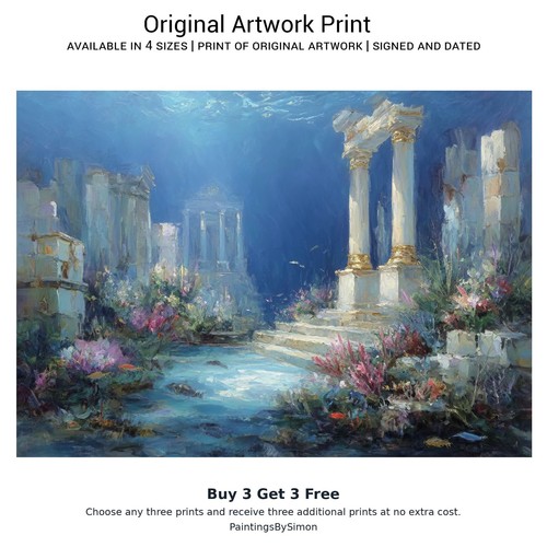 Underwater ruins print - underwater,