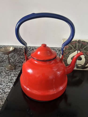 Vintage old red enamel metal - vintage,