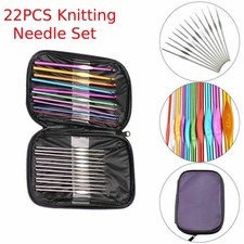 22PCS/CROCHET HOOKS MULTI COLOURED ALUMINIUM  KNITTING NEEDLES SET 0.6MM-6.5MM