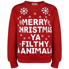 Girls Boys Xmas Jumper Red Sweatshirt Ya Filthy Animal Gifts For Childern