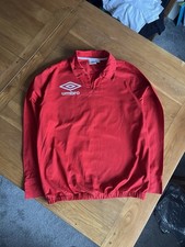 Rare Umbro Red Drill Top Size Medium Oasis Liam Gallagher Style