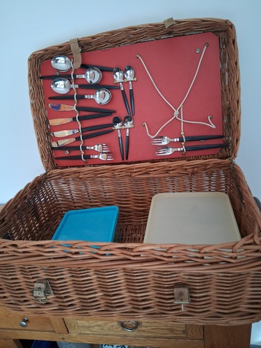 Vintage picnic hamper wicker - hamper,