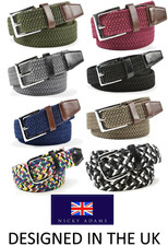 Belt Mens Ladies Stretchy Braided Leather Jeans Chino Trousers Polo NEW