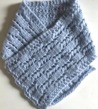 CANDLE KNITS HAND KNITTED ALPACA WOOL SCARF New Blue 32" (81.5cm)x 6.5" (16.5cm)