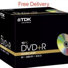 10 x TDK DVD+R DUAL LAYER Recordable DVD Discs 240 mins 8.5GB In Jewel Case