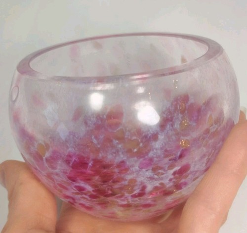 Pink iridescent art - glass, bowl